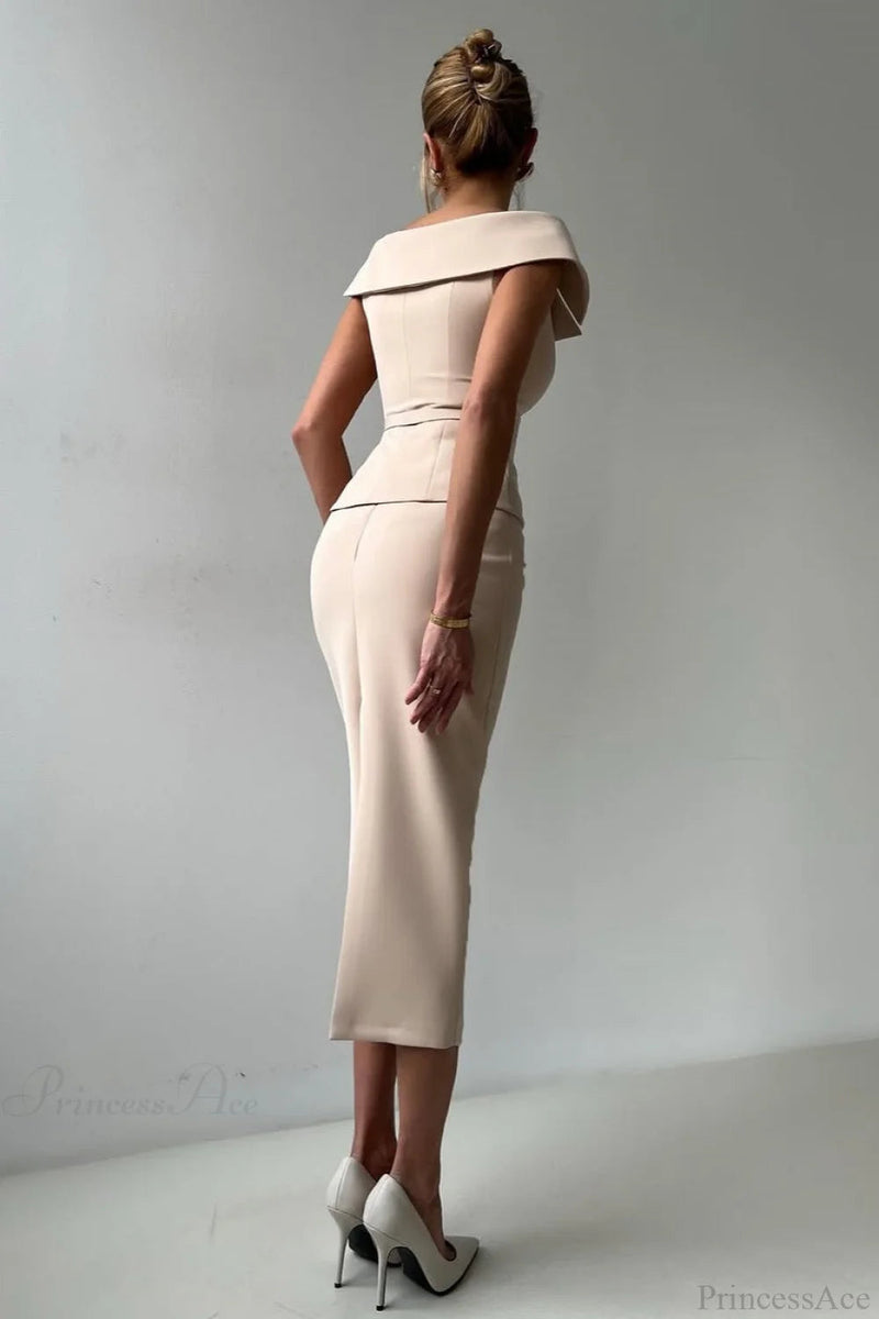 Double Breasted Tie Waist Bodycon Two Piece Set