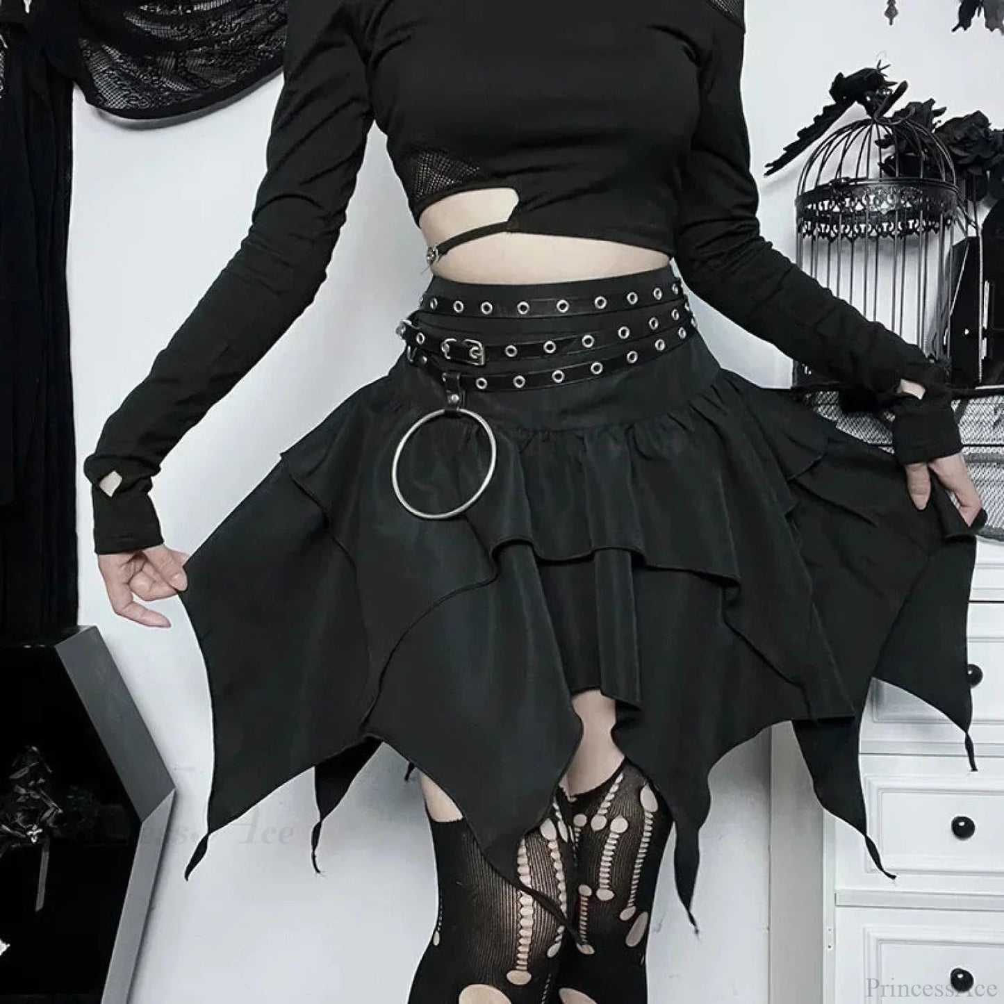 Drawstring Mini Skirt