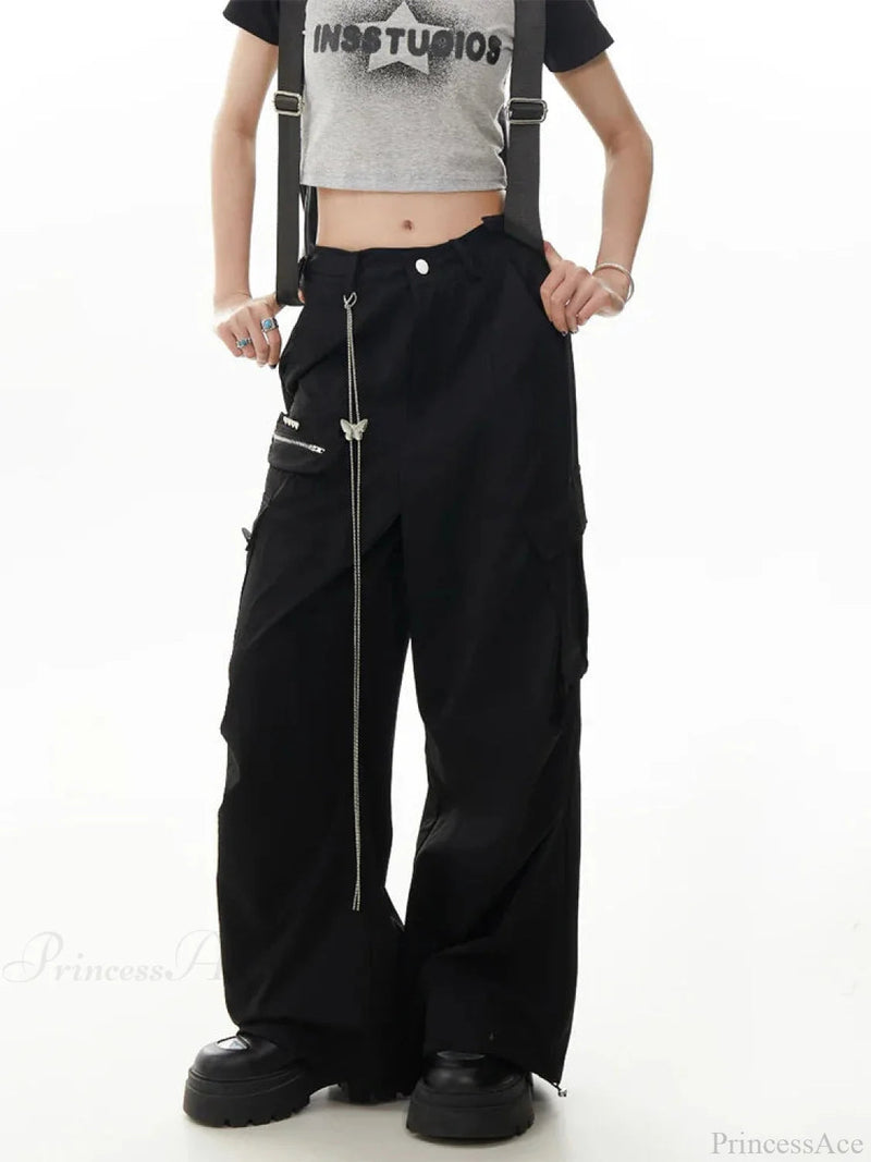 Dull Gothic Y2k Cargo Parachute Pant