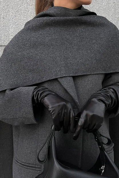 Scarf Collar Longline Woolen Overcoat