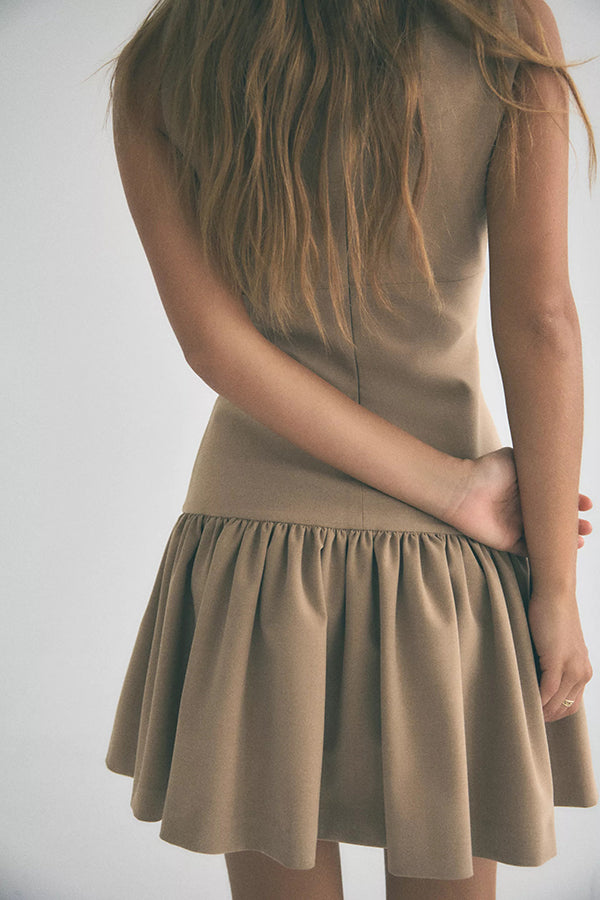 Velvet Bow Embellished Sleeveless Mini Dress