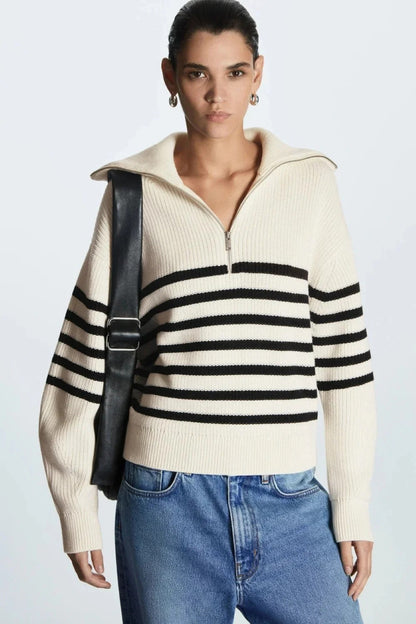 Wool Blend Open Collar Sweater