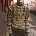 Men'S Vintage Drawstring Jacquard Knit Turtleneck Sweater elevenforest