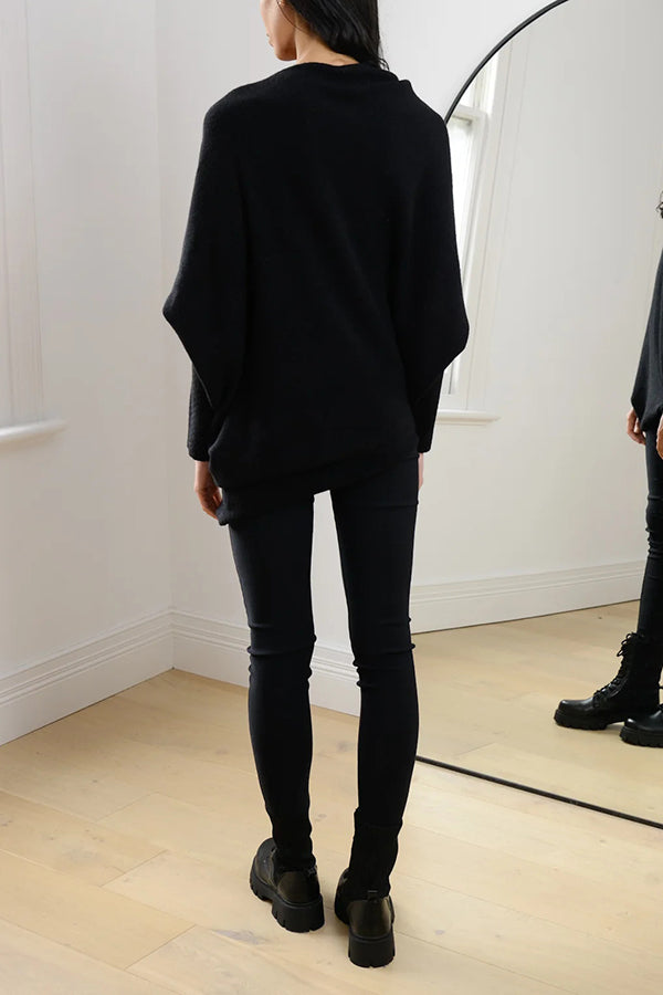 Color Round Neck Long Sleeve Loose Knitted Sweater