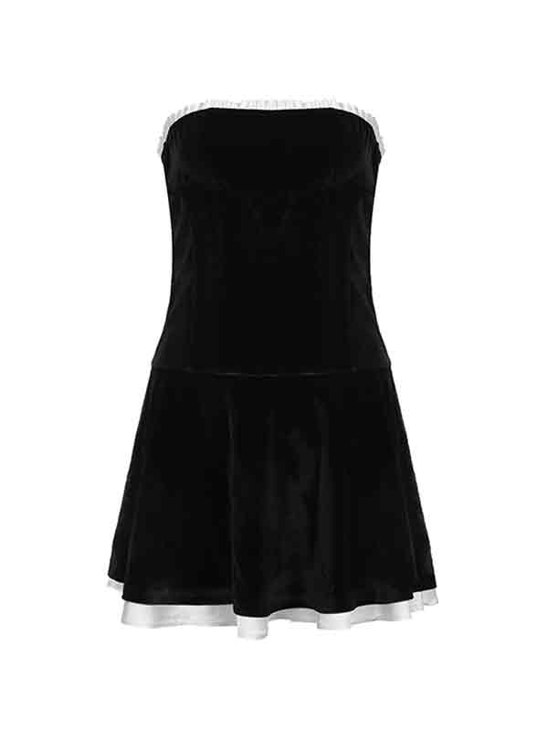 Black Straps Corset Off Shoulder Mini Dress