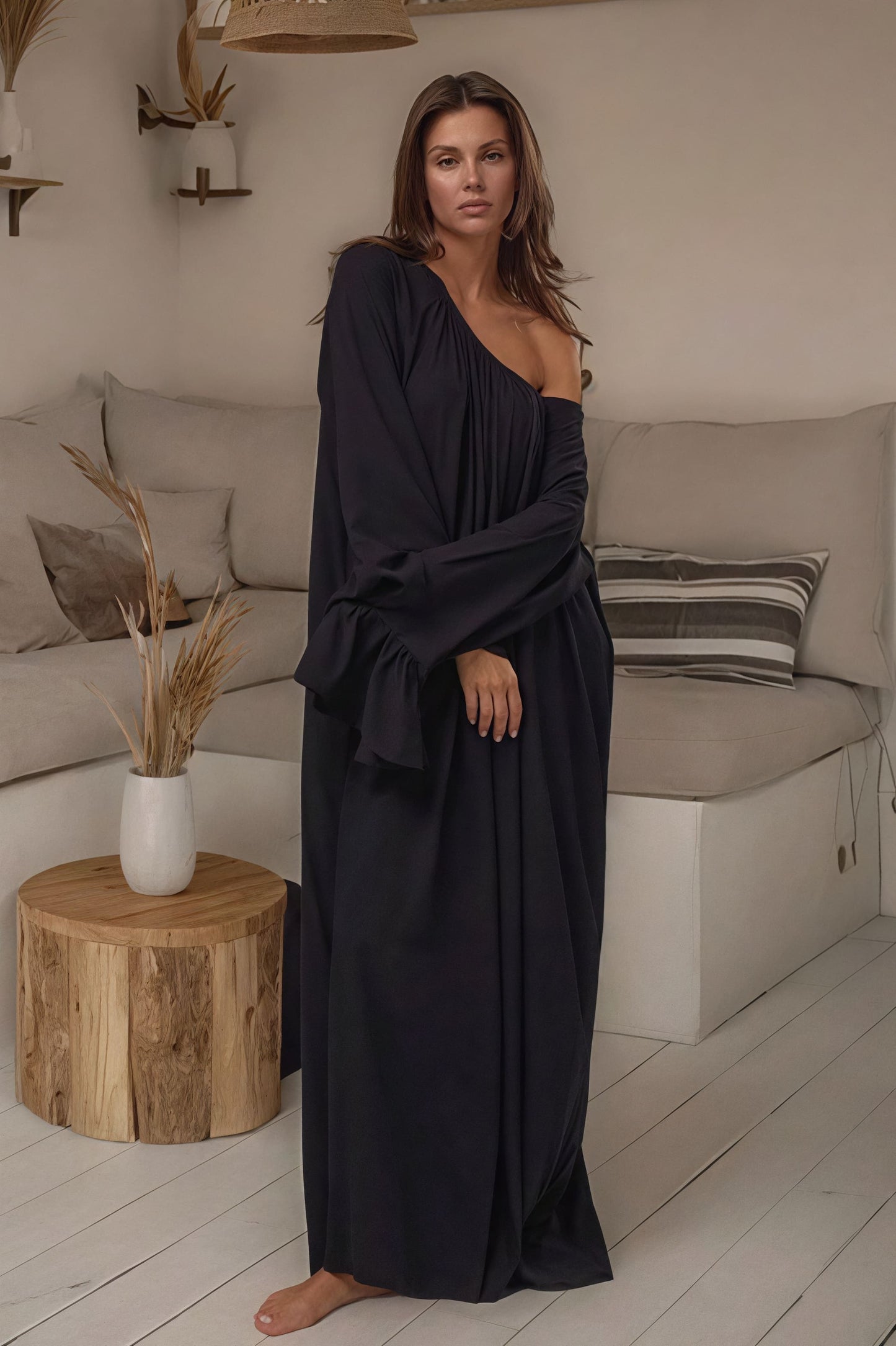 Loose Slouchy Flared Hem Maxi Dress