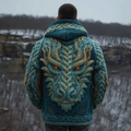 Men's Viking Dragon Style Celtic Thick Zip-up Hooded Sweater artswardrobe