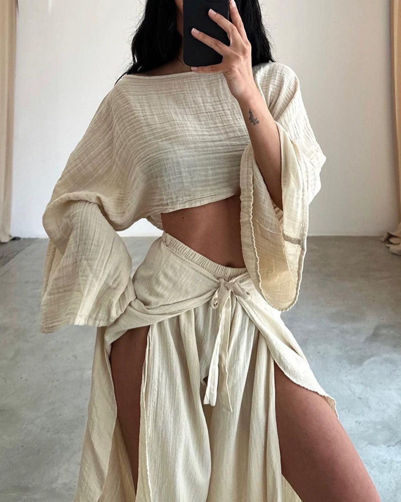 Holding Hands Linen Two Piece Set