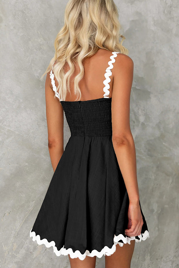 Aimie Color Wavy Lace Suspender Mini Dress