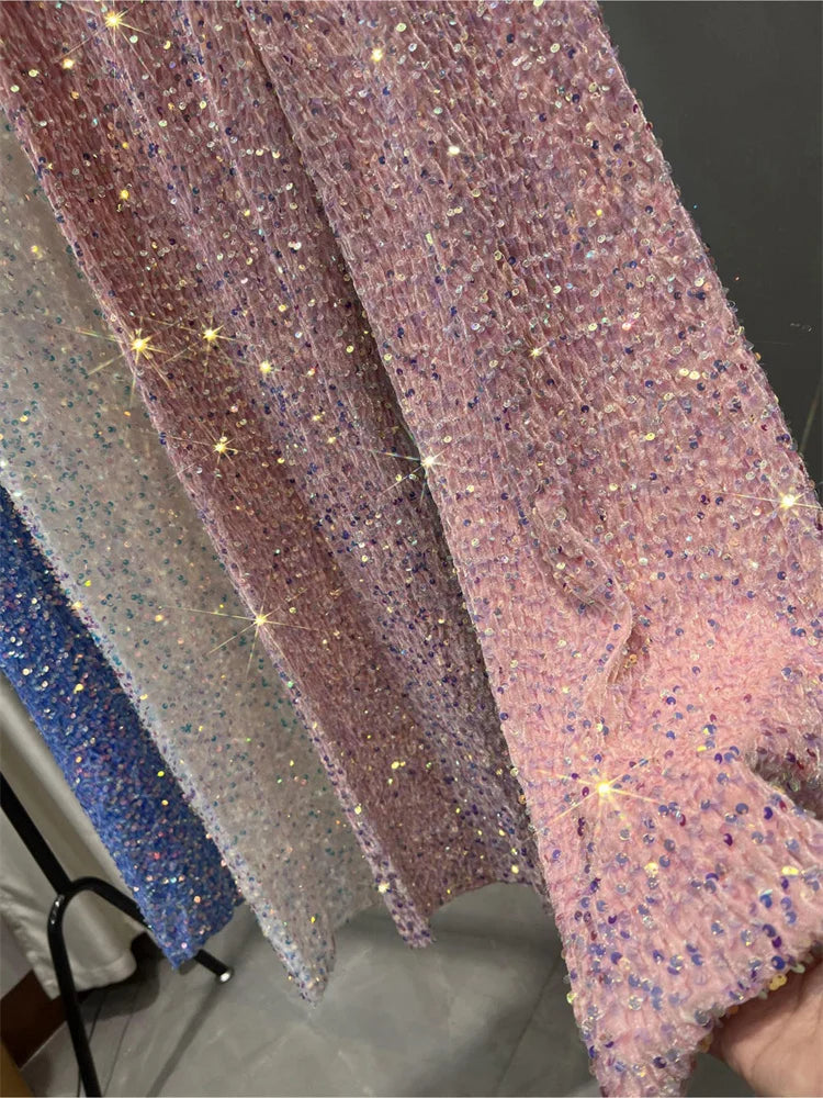 Sequin for Straight Legg Trousers High Waist Glitter Slim Wide Leg ’s Y2k Pants