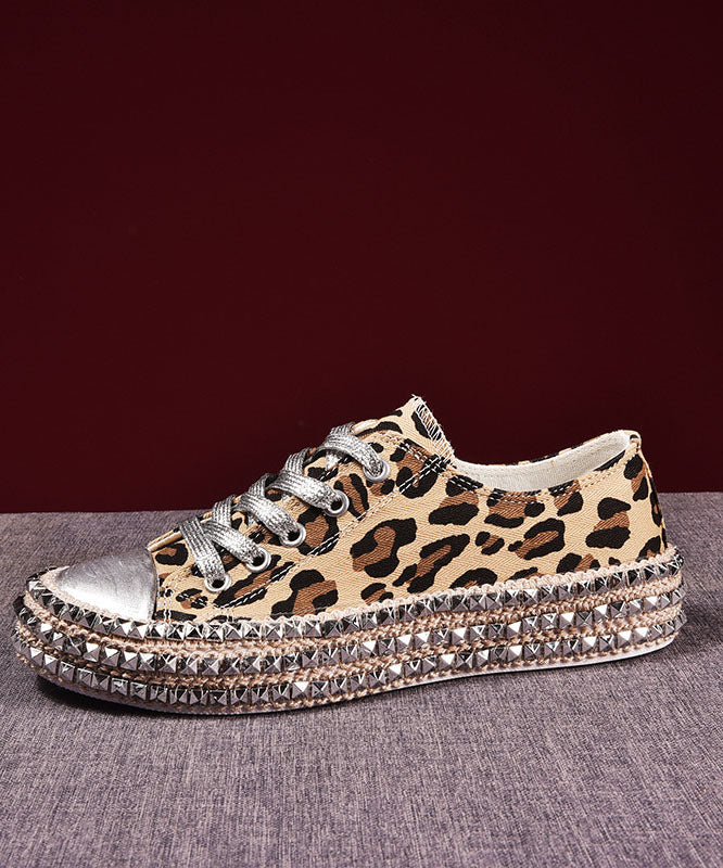 Leopard Print Splicing Flat Shoes for Cotton Fabric