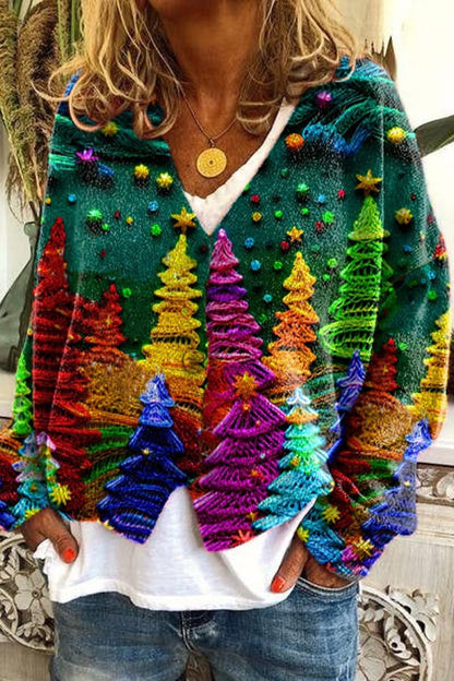 Knitted Long Sleeved Cardigan With Fun Printed Buttons
