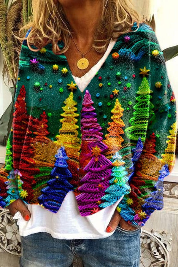 Fun and Long Sleeved Cardigan With Fun Printed Buttons