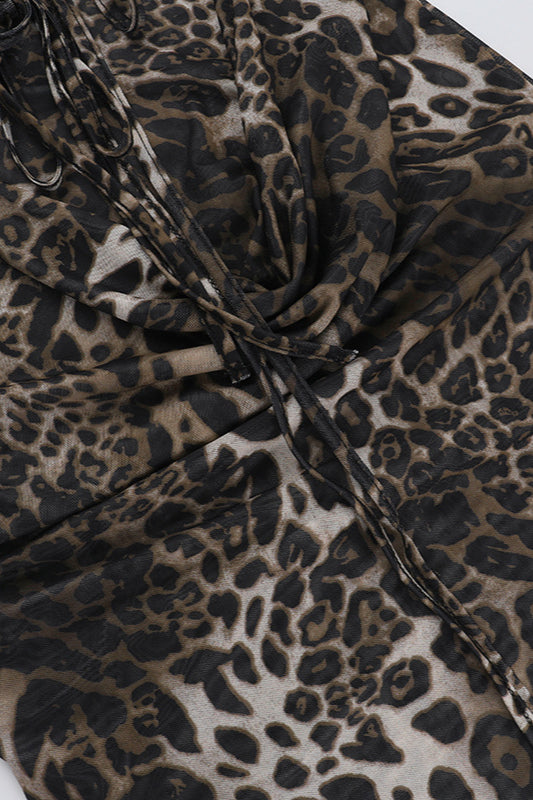 Cowl Leopard Slip Maxi Dress