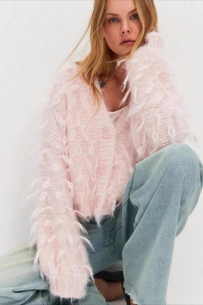 Slouchy V-neck Tasseled Loose Sweater