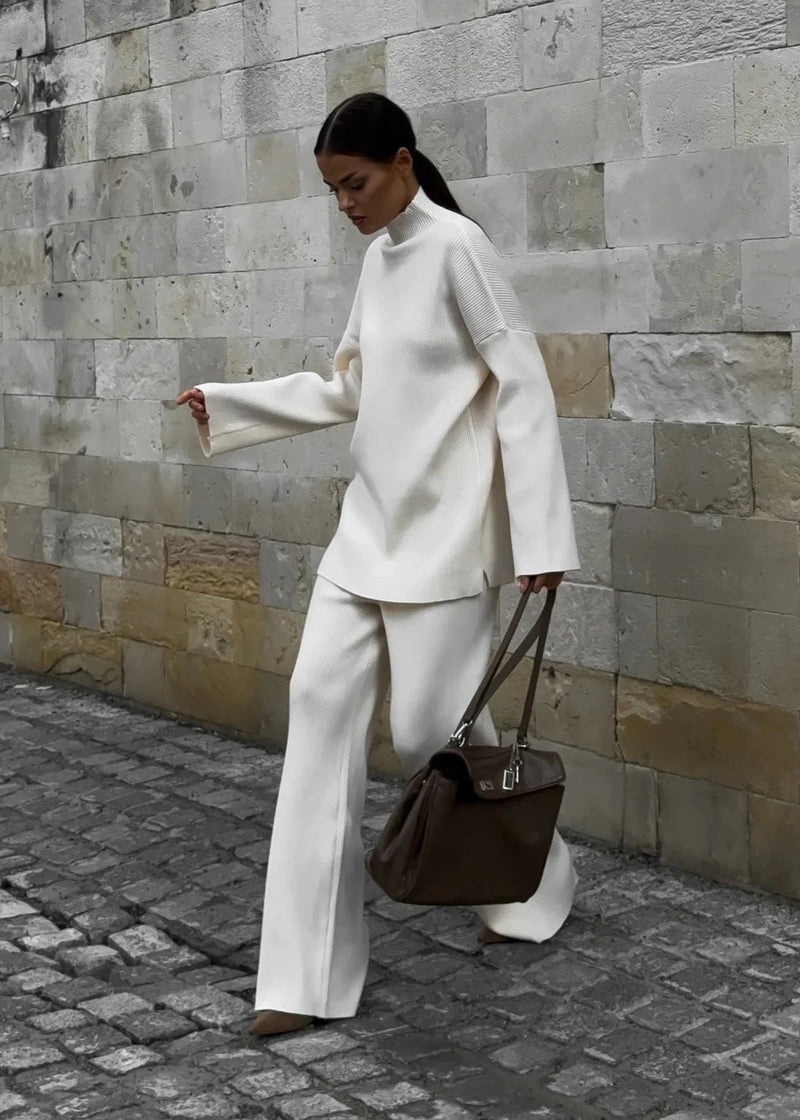 Turtleneck Sweater & Wide-leg Pants Set
