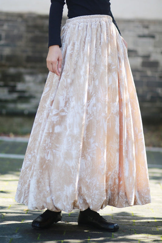 Velvet Tie Dye Swing Midi Skirt