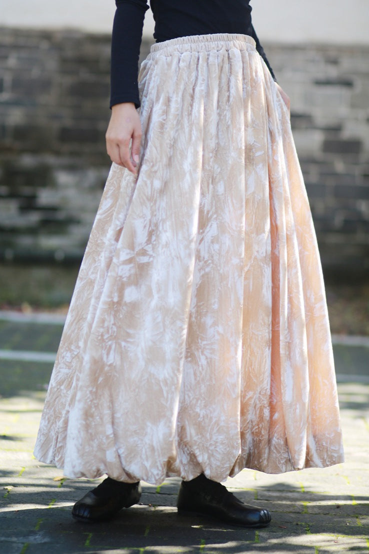 Velvet Tie Dye Swing Midi Skirt