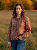 Women's Vintage Bohemian Embroidered Print Shirt elevenforest
