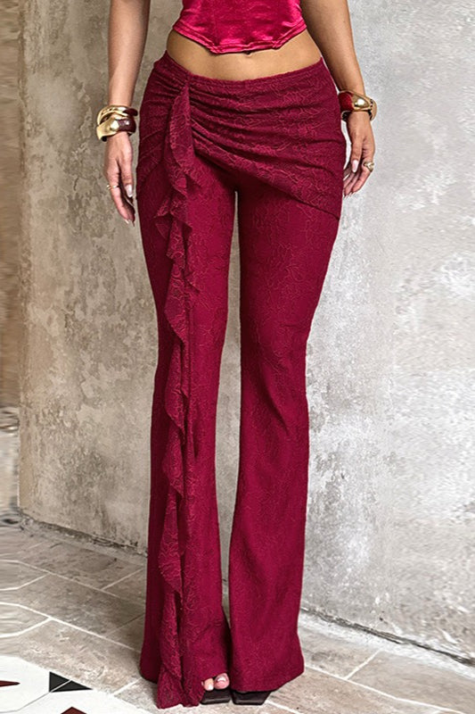 Lace Ribbon Wide Leg Pants