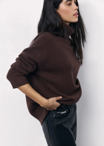 Red Turtleneck Knit Sweater
