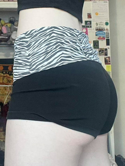 Stitching Shorts With Zebra Print