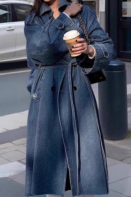Washed Denim Lazy- Long Overcoat