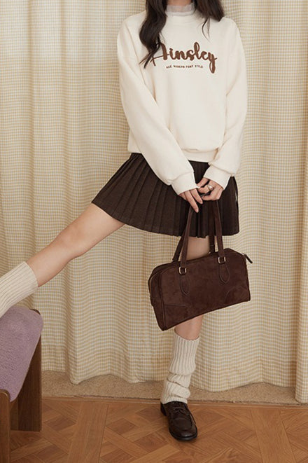 Wool Pleated High Waist Skirt