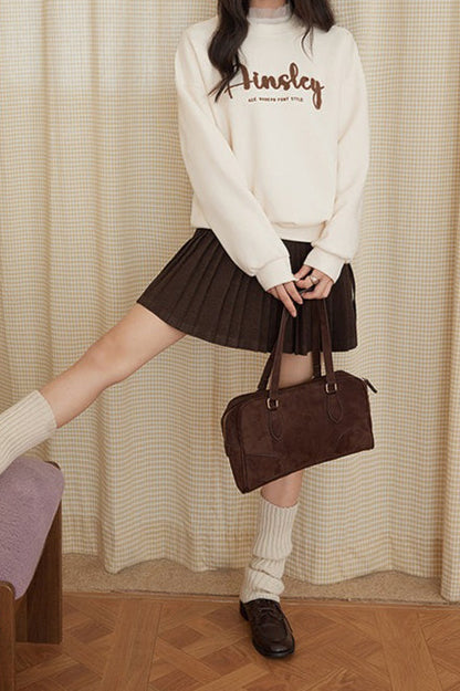 Wool Pleated High Waist Skirt