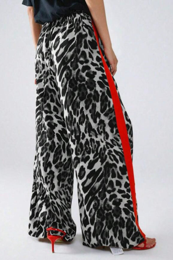 Leopard Print Relaxed Wide Leg Pants