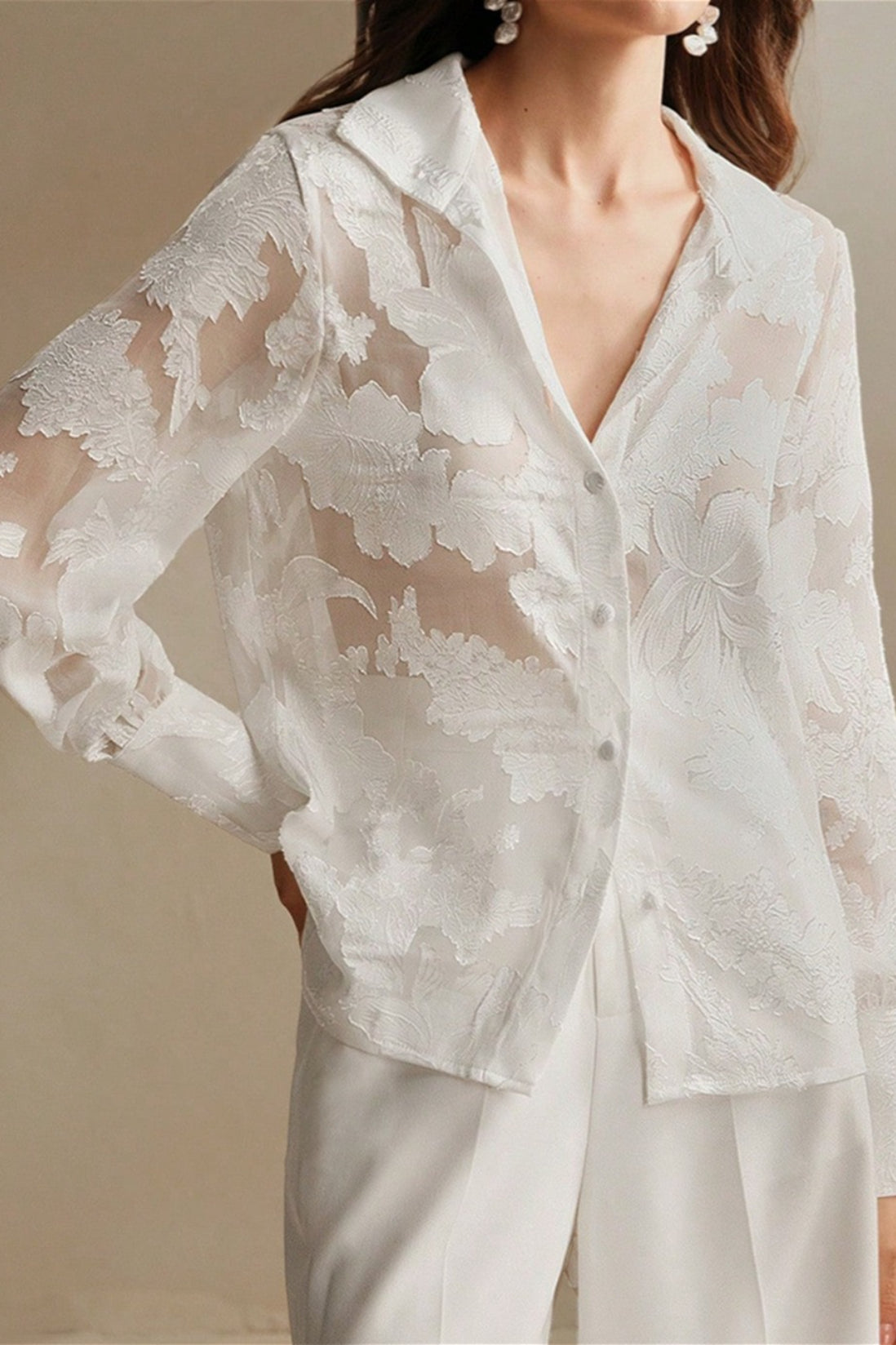 Jacquard Turtleneck Blouse