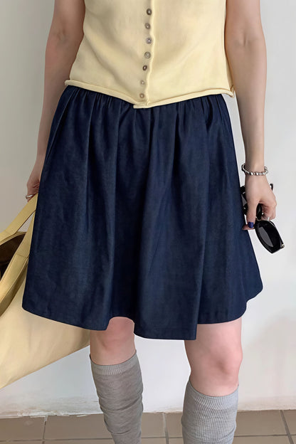 Blue High Waist a Line Denim Mini Skirt
