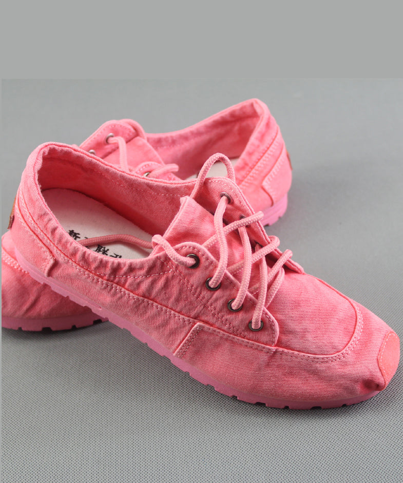Simple Blue Cotton Fabric Flat Shoes for Cross Strap Flat Shoes