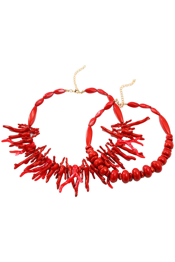 Red Coral Necklace Two-piece Set