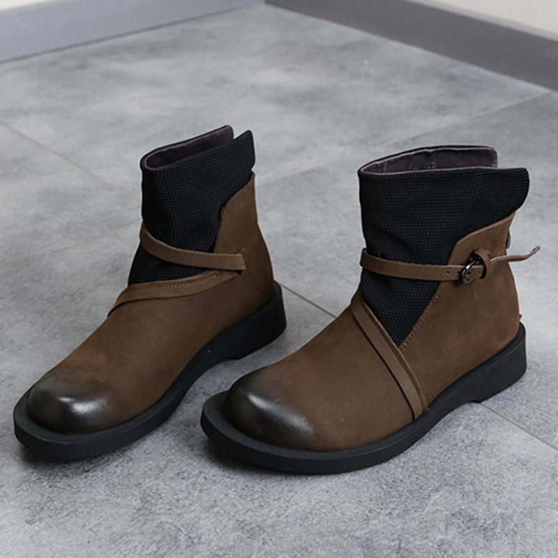 Cozy Leather Paneled Flats Martin Boots