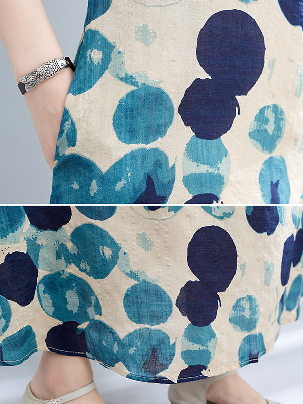 Loose Sleeveless Polka-dot Round-neck Maxi Dresses