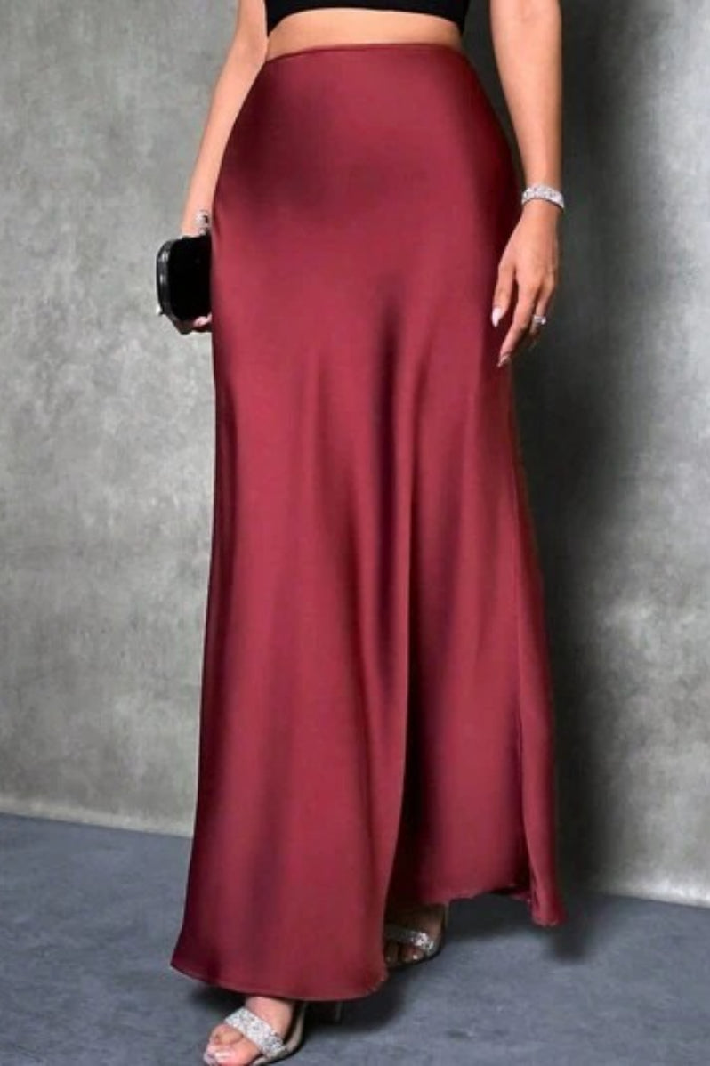 Silky High Waist Satin Maxi Skirt