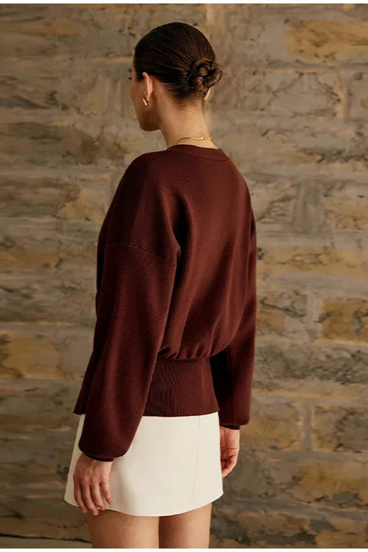 V-neck Buttoned Knit Cardigan