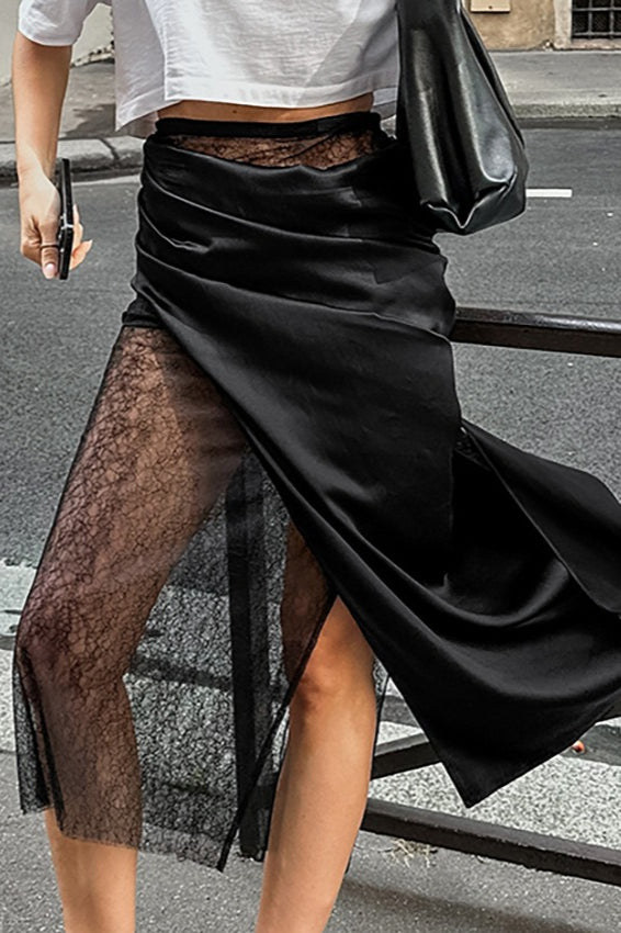 Sheer High-slit Skirt
