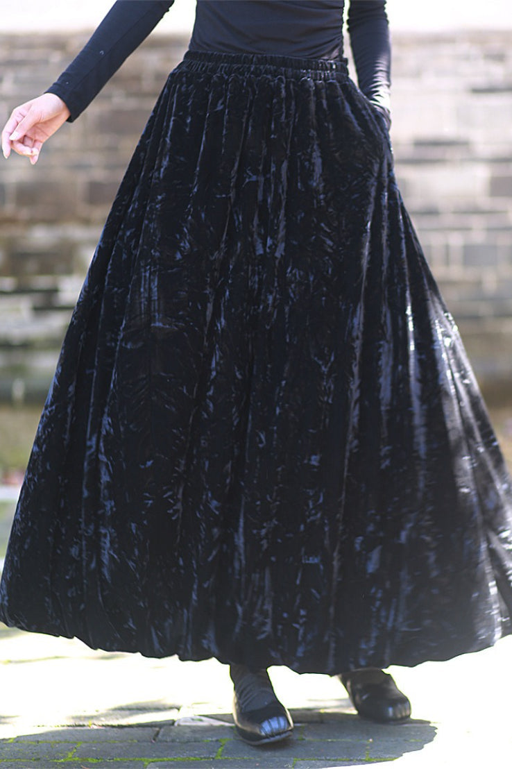 Velvet Tie Dye Swing Midi Skirt