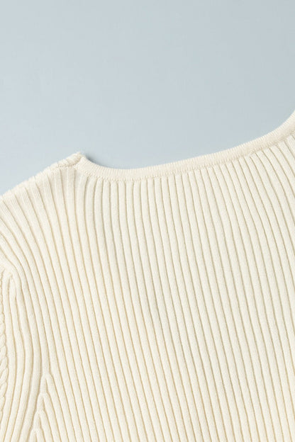 V-neck Long Sleeve Knit Sweater Dress