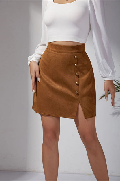 Suede Bodycon Mini Skirt