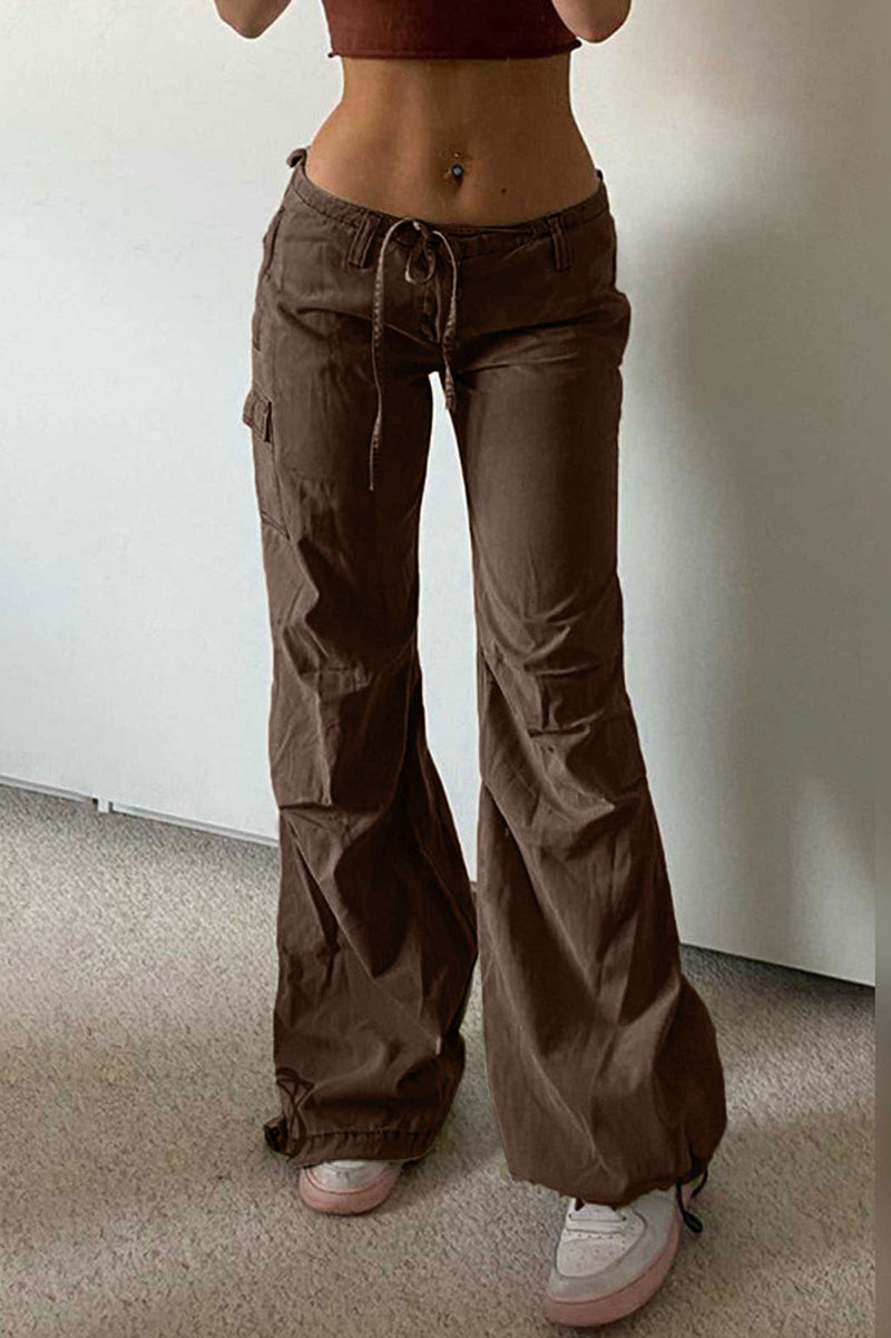 High-waisted Drawstring Cargo Pant