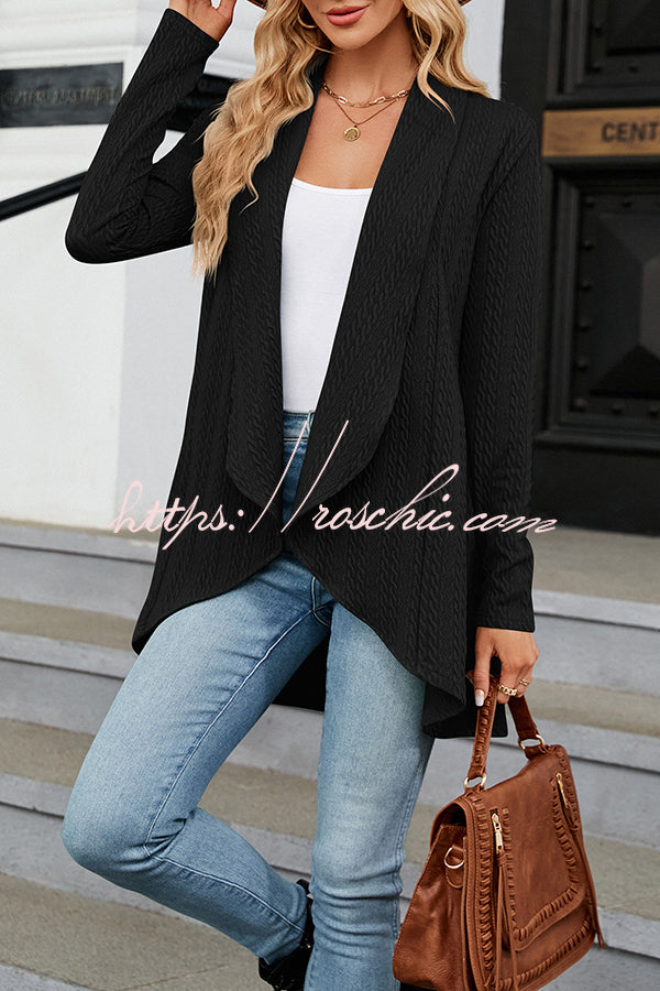 Long Sleeve Color Ruffle Loose Cardigan
