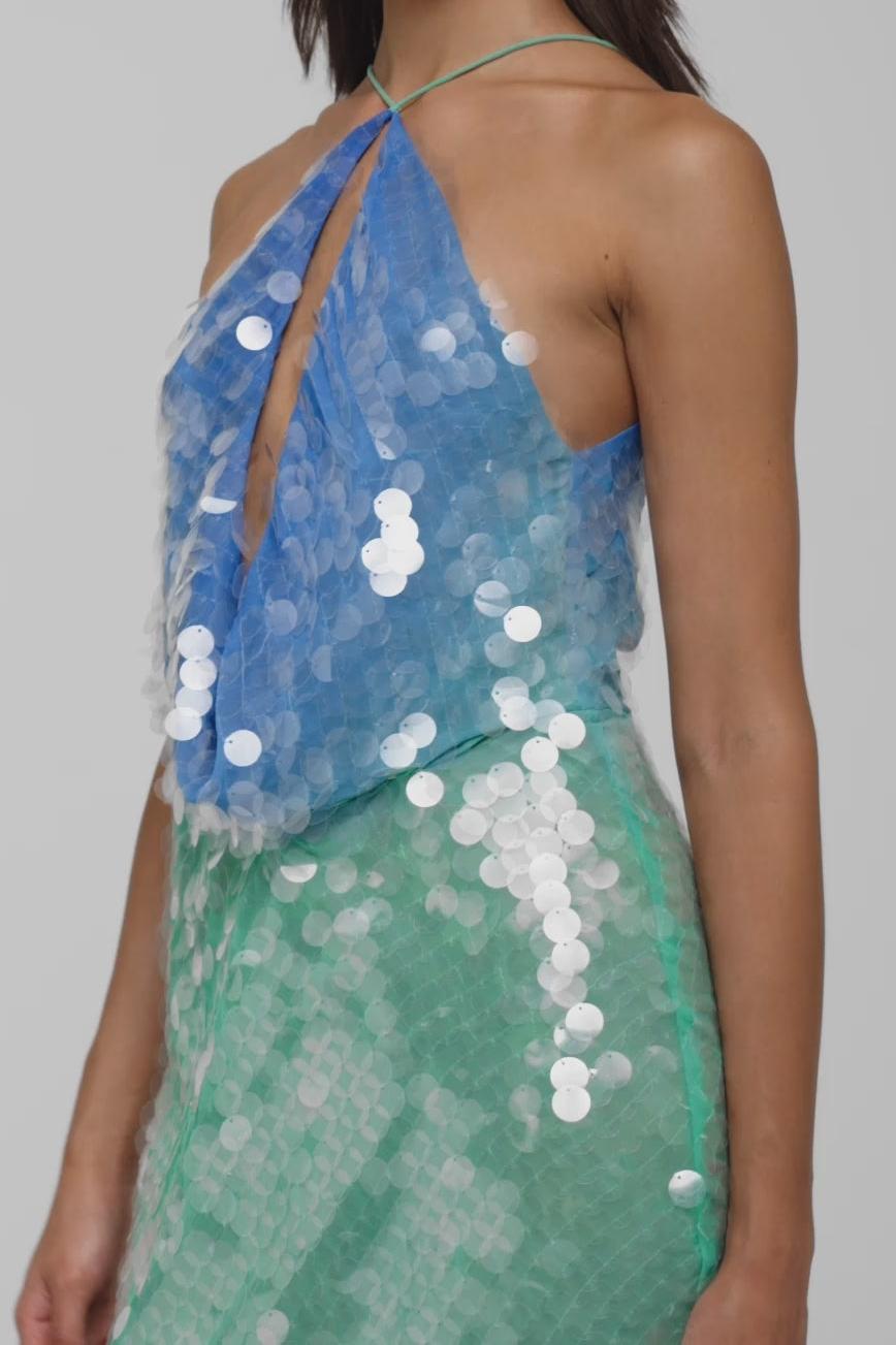 Gradient Halter Mini Dress