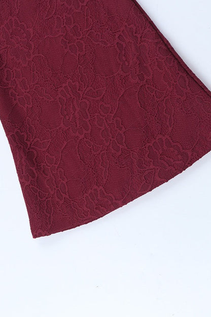 Lace Ribbon Slim Flare Pants