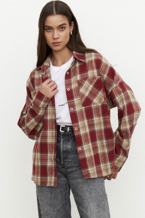 Plaid Relaxed Fit Blouse