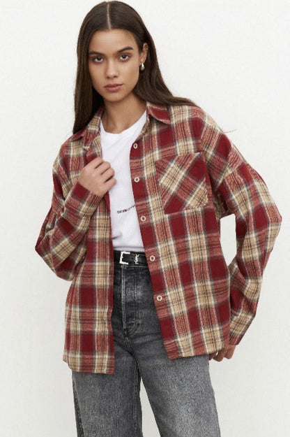 Plaid Relaxed Fit Blouse