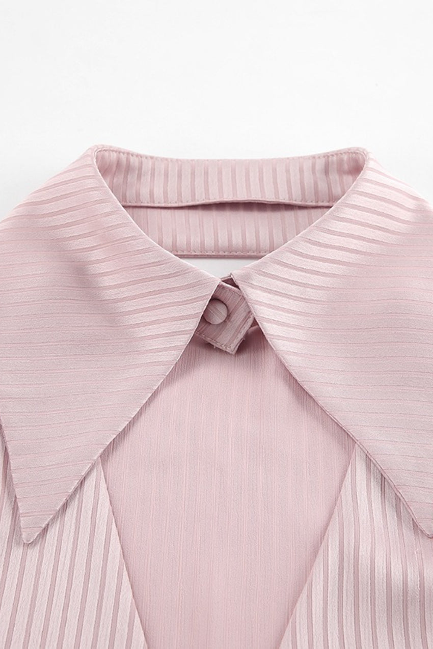 Loose Fit Long Sleeve Detachable Collar Blouse