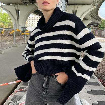 New ’s Turtleneck Sweater Fall Winter Knitted Pullovers for Knitwear Long Sleeve Oversized Tops